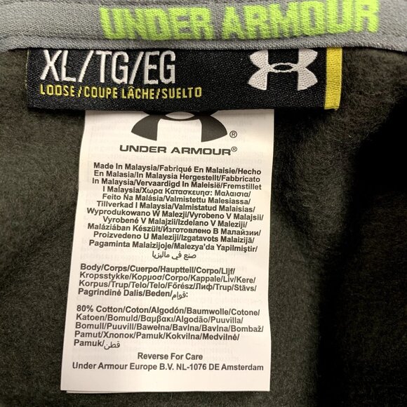 Under Armour Hoodie Mens XL Army Green Loose Drawstring Kangaroo Pocket Pullover - Picture 3 of 9